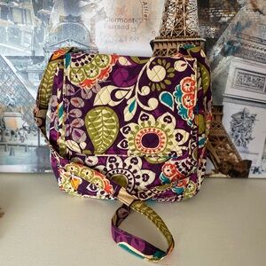 Vera Bradley Plum Crazy Quilted Mailbag/Messenger Bag/Crossbody Boho Cottage